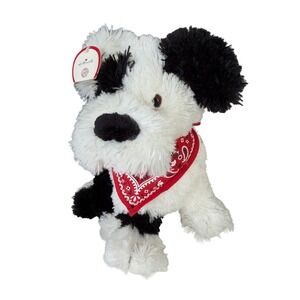 Hallmark Plush Scruffy Mutt Dog Black White Bandana Stuffed Animal Toy